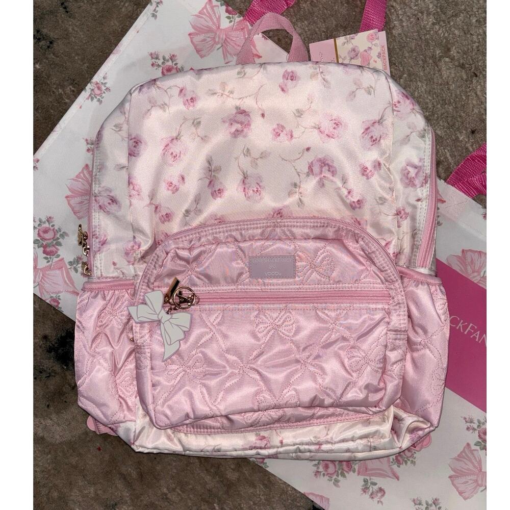 LoveShackFancy yoobi pink & white floral backpack